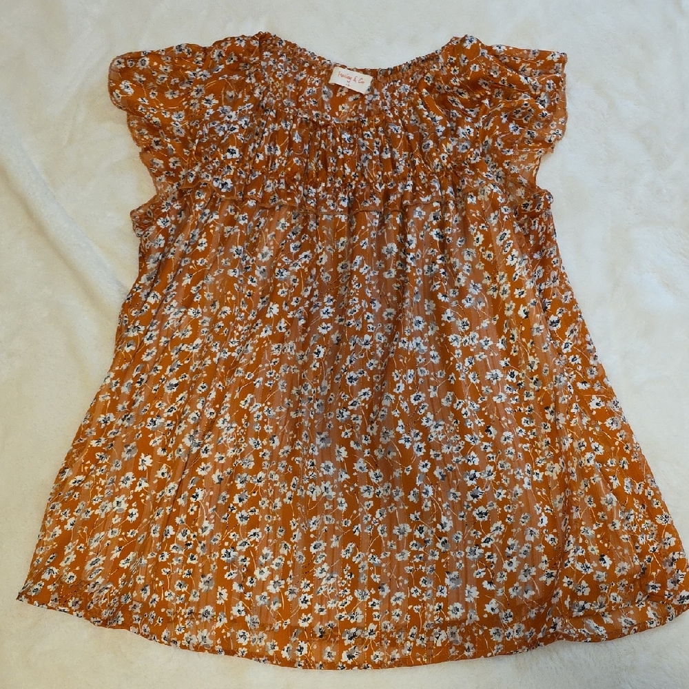 Elegant Floral Blouse in Orange